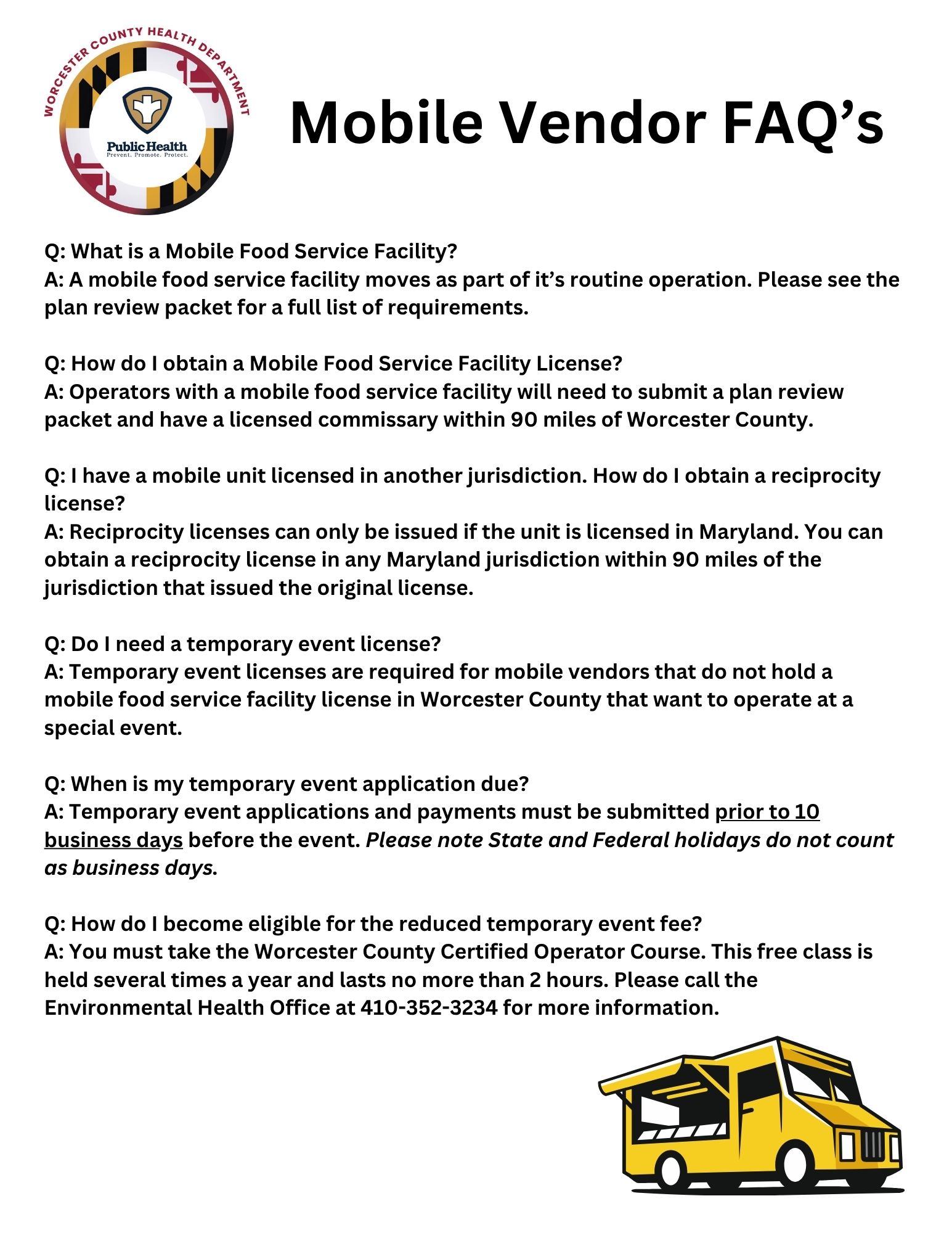Mobile Vendor FAQ Poster